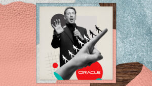 A pattern with illustration featuring Larry Ellison