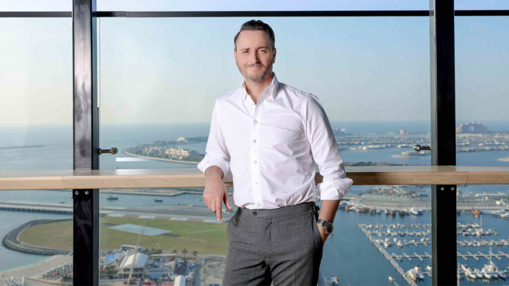 Jason Atherton with Dubai in the background