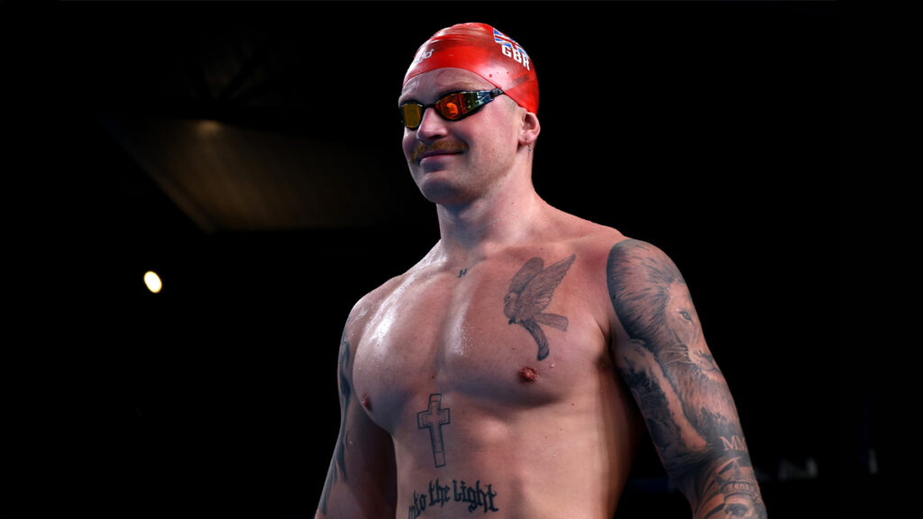 Adam Peaty looks on during a training session on day eight of the Doha 2024 World Aquatics Championships