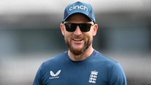 Brendon McCullum looks on during an England nets session at Lord's Cricket Ground