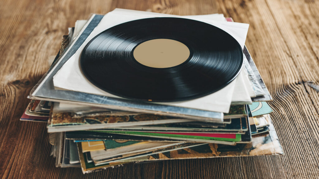 Stack of vinyl records