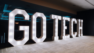 A sign showing the go:tech awards logo